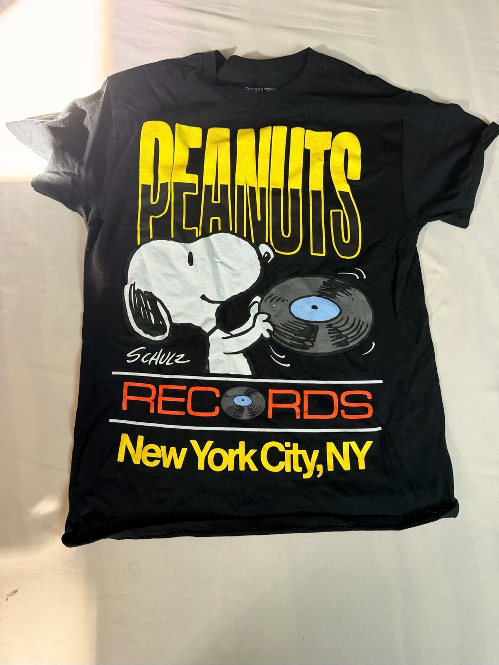 Peanuts Snoopy Records Black New York Vinyl Records Men’s Tee Medium
